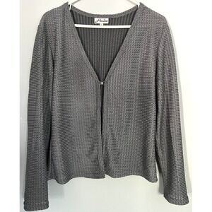 Harlow Sweater Womens L Gray Textured V Neck Lightweight Top Button Cardigan‎